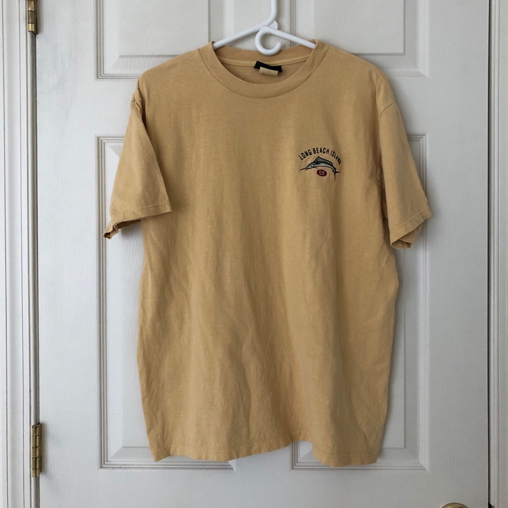 Long Beach Island/LBI Cotton Tee Shirt Sailfish Logo Yellow Size Medium